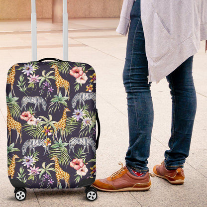 Tropical Zebra Giraffe Pattern Print Luggage Cover GearFrost