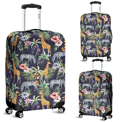 Tropical Zebra Giraffe Pattern Print Luggage Cover GearFrost