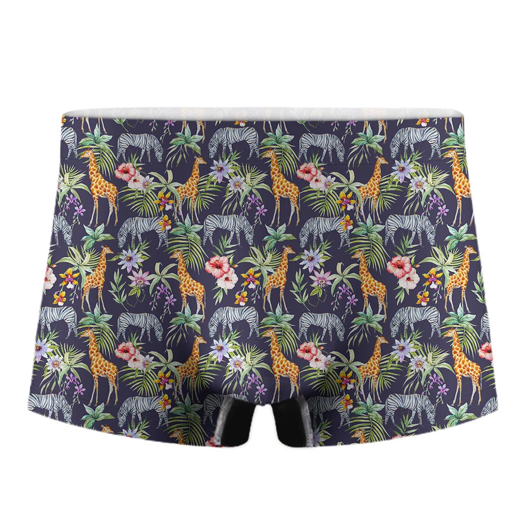 Tropical Zebra Giraffe Pattern Print Men's Boxer Briefs