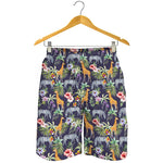 Tropical Zebra Giraffe Pattern Print Men's Shorts