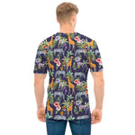 Tropical Zebra Giraffe Pattern Print Men's T-Shirt