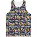 Tropical Zebra Giraffe Pattern Print Men's Tank Top