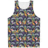 Tropical Zebra Giraffe Pattern Print Men's Tank Top