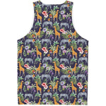 Tropical Zebra Giraffe Pattern Print Men's Tank Top