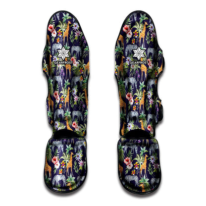 Tropical Zebra Giraffe Pattern Print Muay Thai Shin Guard