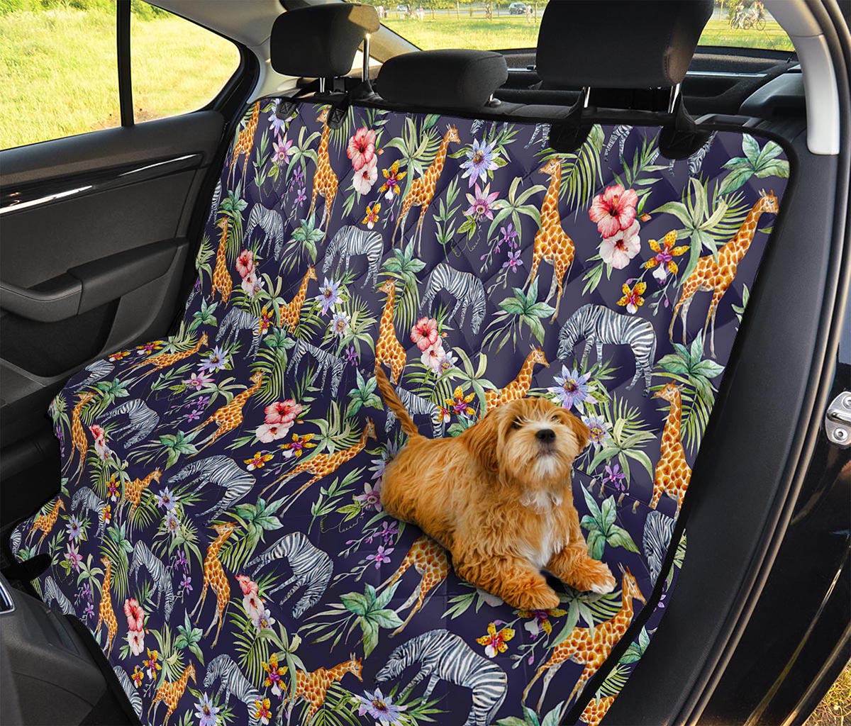 Tropical Zebra Giraffe Pattern Print Pet Car Back Seat Cover