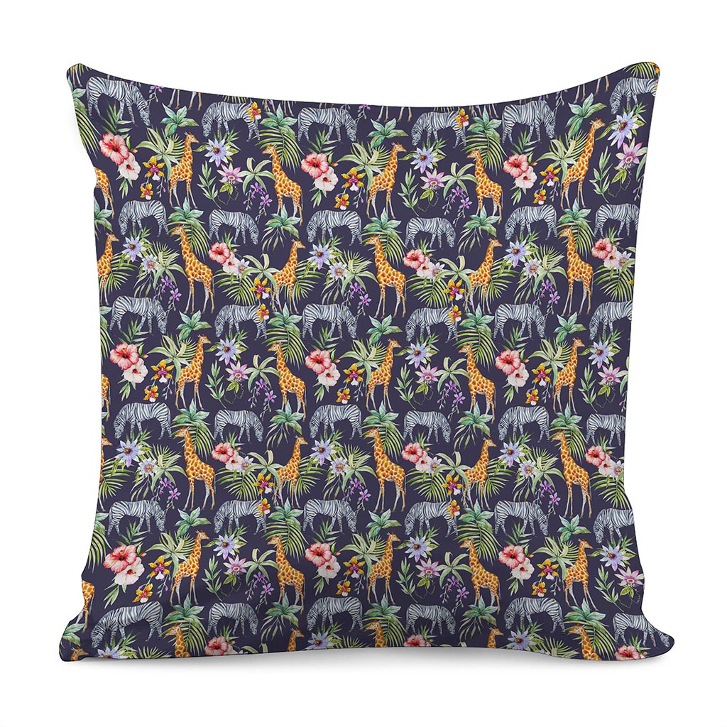 Tropical Zebra Giraffe Pattern Print Pillow Cover