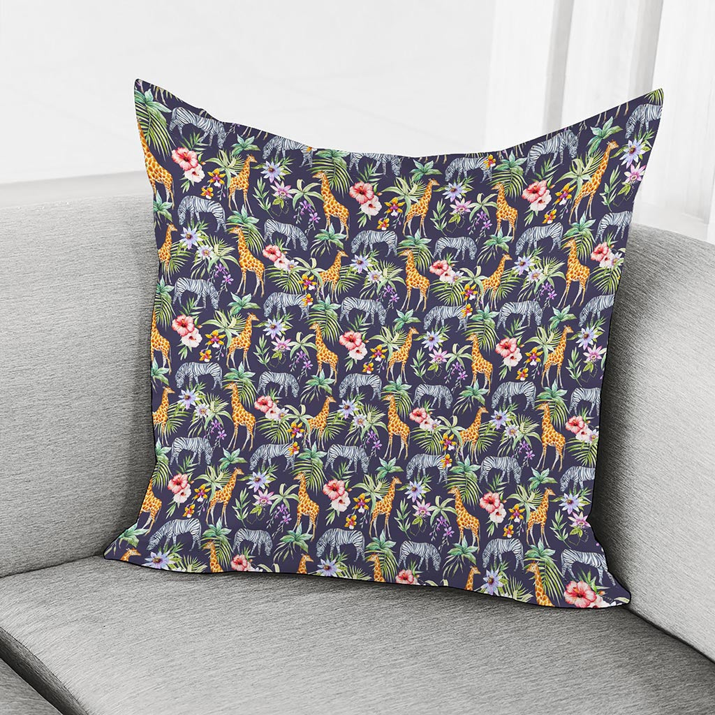 Tropical Zebra Giraffe Pattern Print Pillow Cover