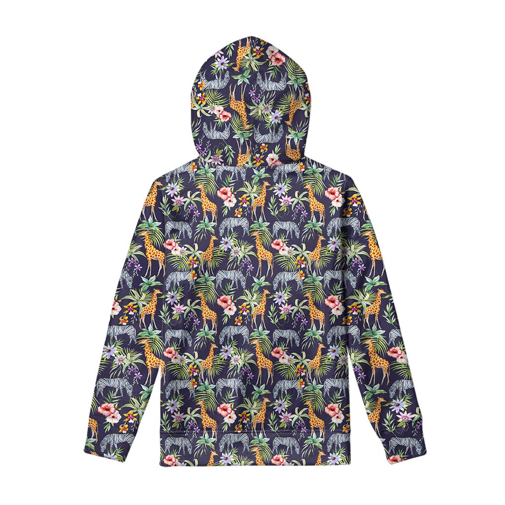 Tropical Zebra Giraffe Pattern Print Pullover Hoodie