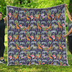 Tropical Zebra Giraffe Pattern Print Quilt