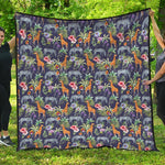 Tropical Zebra Giraffe Pattern Print Quilt