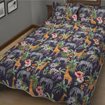 Tropical Zebra Giraffe Pattern Print Quilt Bed Set