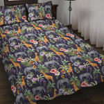 Tropical Zebra Giraffe Pattern Print Quilt Bed Set