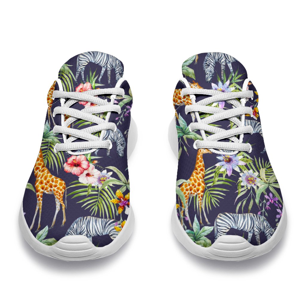 Tropical Zebra Giraffe Pattern Print Sport Shoes GearFrost