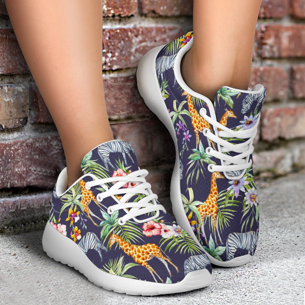 Tropical Zebra Giraffe Pattern Print Sport Shoes GearFrost