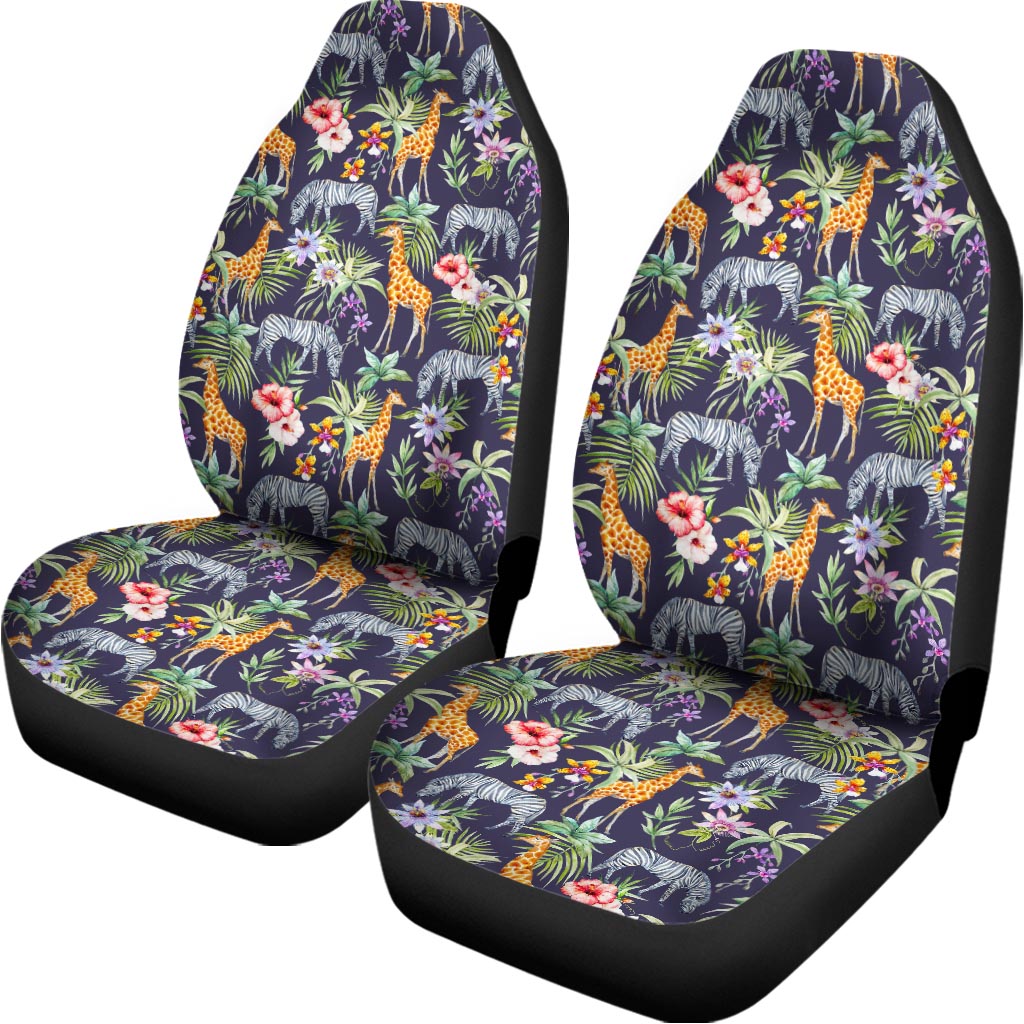 Tropical Zebra Giraffe Pattern Print Universal Fit Car Seat Covers