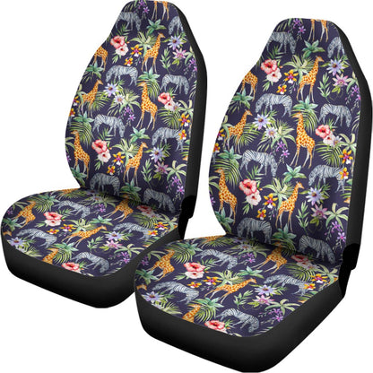 Tropical Zebra Giraffe Pattern Print Universal Fit Car Seat Covers