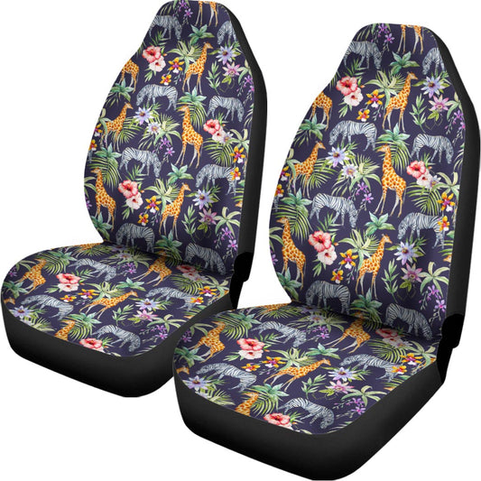 Tropical Zebra Giraffe Pattern Print Universal Fit Car Seat Covers