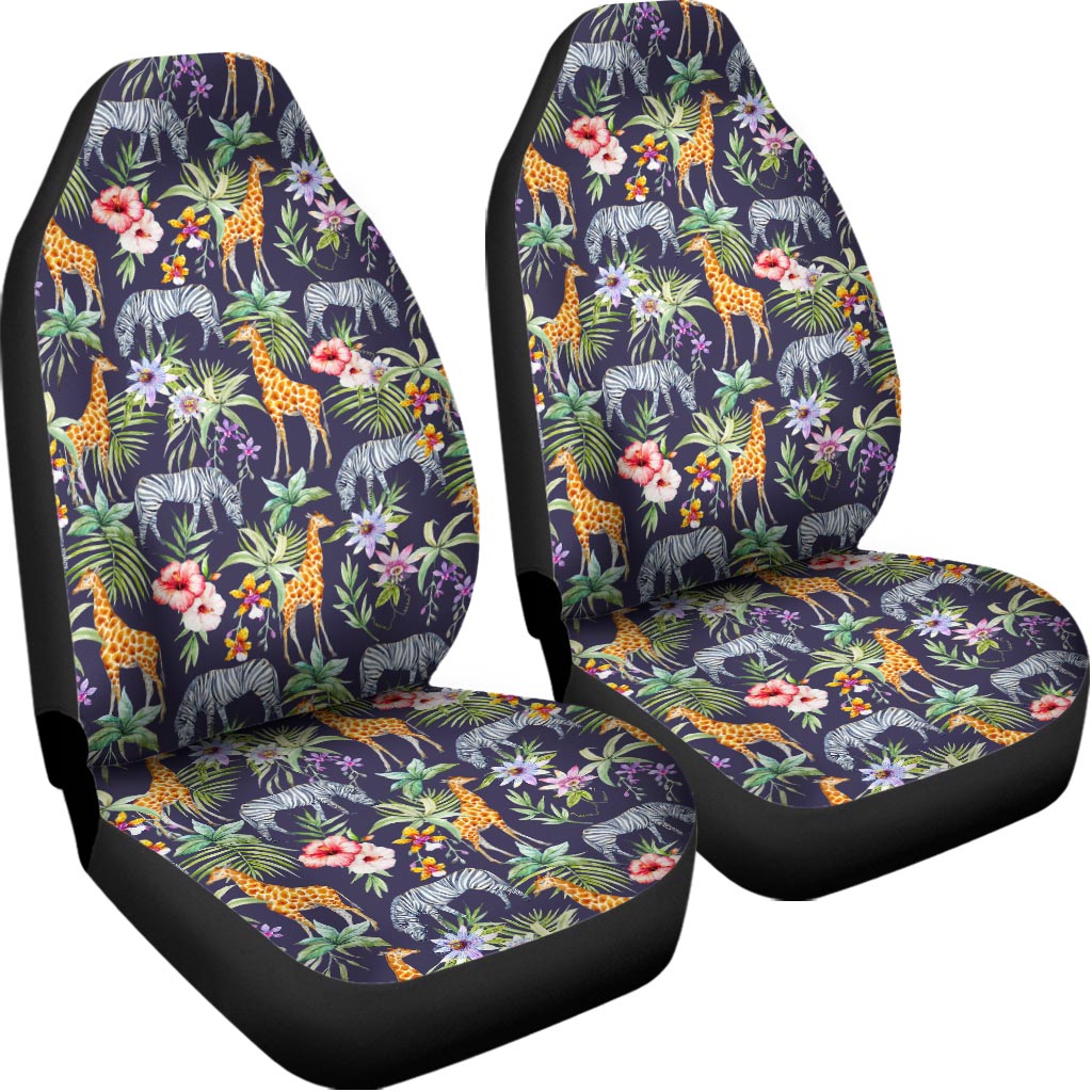 Tropical Zebra Giraffe Pattern Print Universal Fit Car Seat Covers