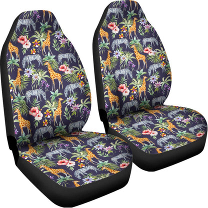 Tropical Zebra Giraffe Pattern Print Universal Fit Car Seat Covers