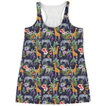 Tropical Zebra Giraffe Pattern Print Women's Racerback Tank Top