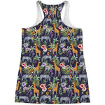 Tropical Zebra Giraffe Pattern Print Women's Racerback Tank Top