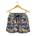 Tropical Zebra Giraffe Pattern Print Women's Shorts