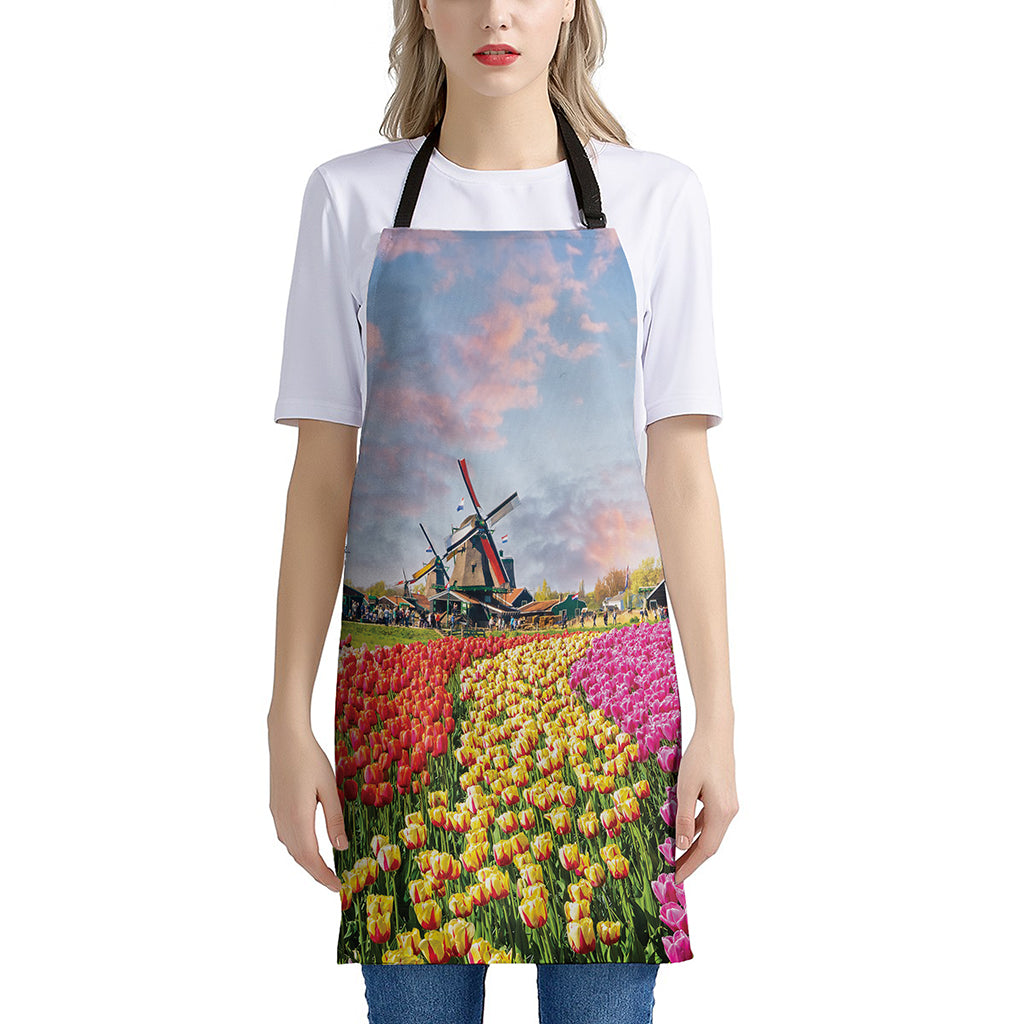 Tulip Field Print Apron