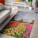 Tulip Field Print Area Rug