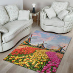 Tulip Field Print Area Rug