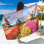 Tulip Field Print Beach Sarong Wrap