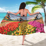 Tulip Field Print Beach Sarong Wrap