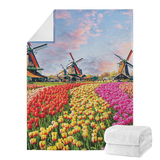 Tulip Field Print Blanket