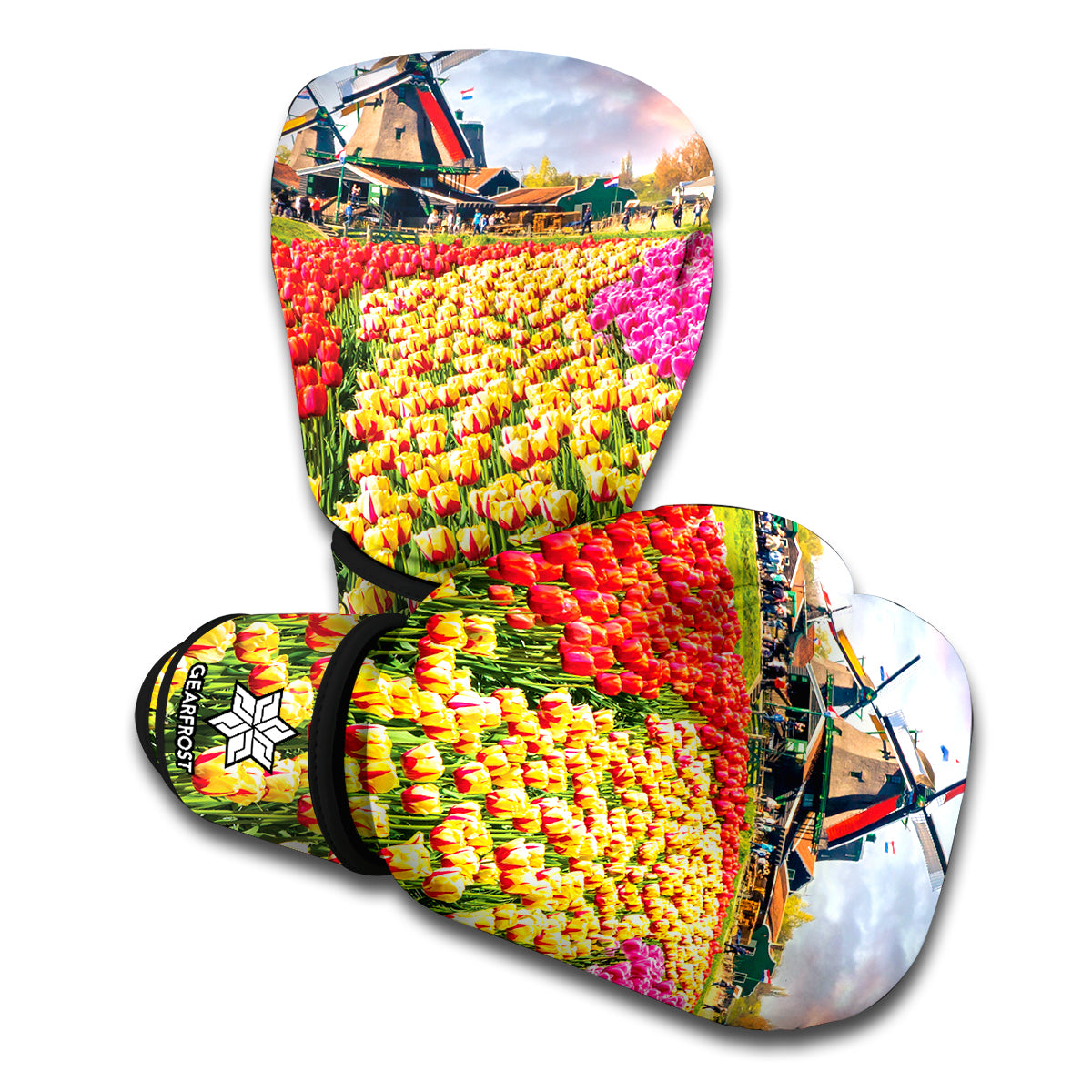 Tulip Field Print Boxing Gloves
