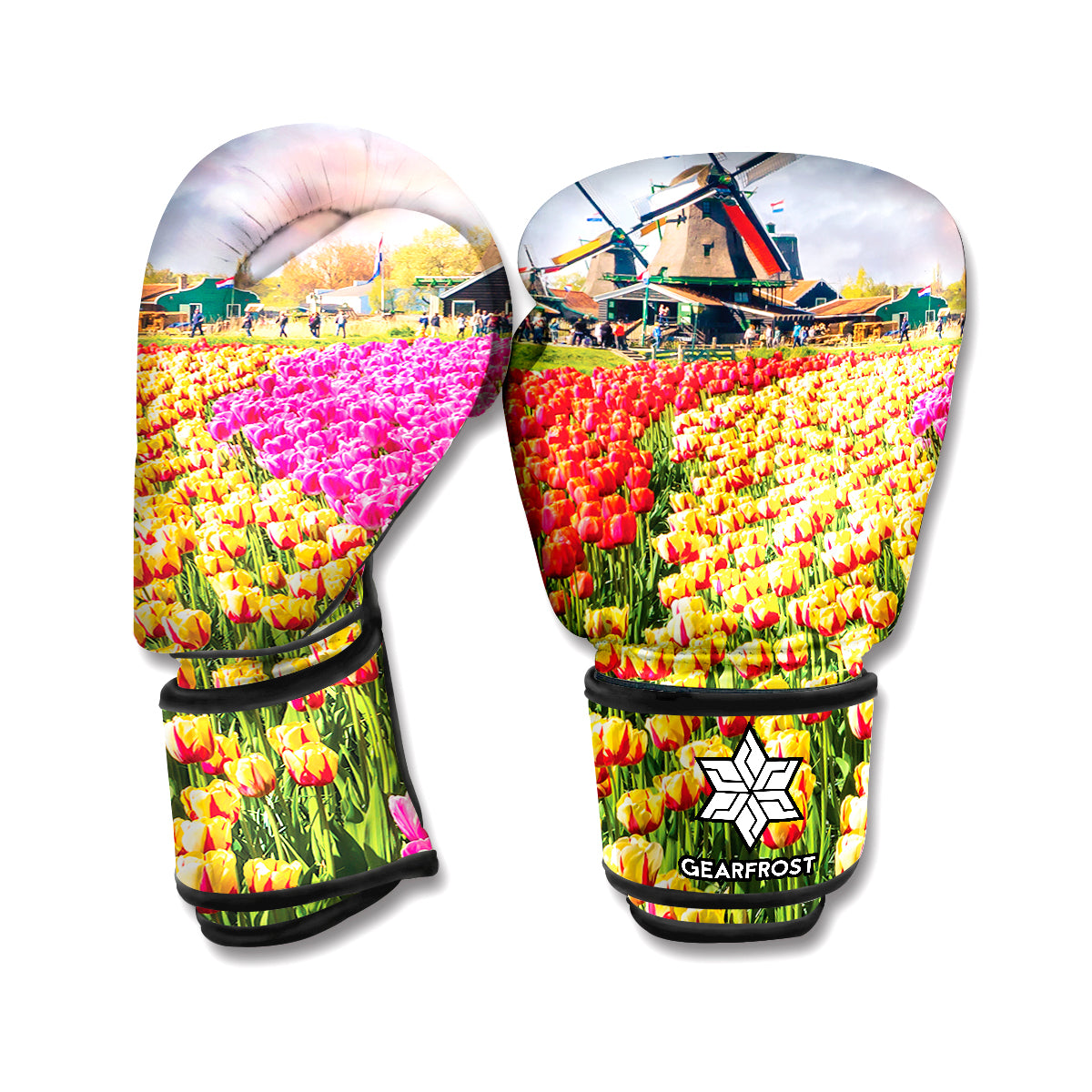 Tulip Field Print Boxing Gloves