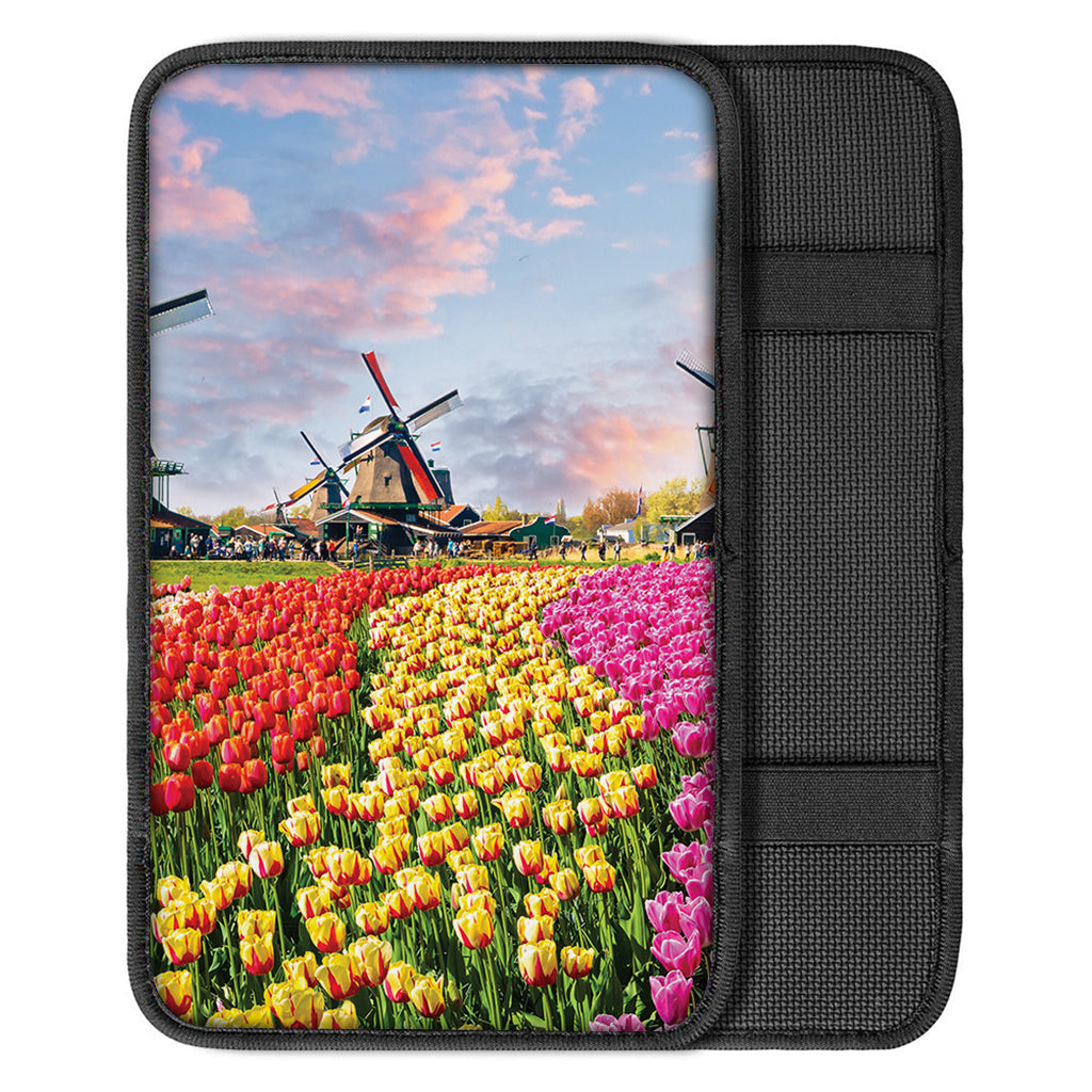Tulip Field Print Car Center Console Cover