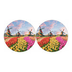 Tulip Field Print Car Coasters