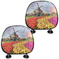 Tulip Field Print Car Headrest Covers