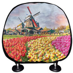 Tulip Field Print Car Headrest Covers