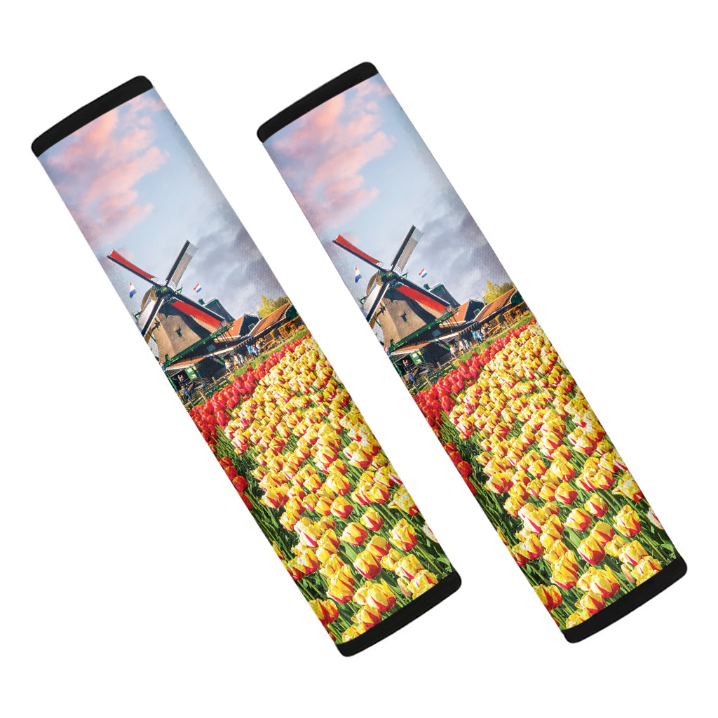 Tulip Field Print Car Seat Belt Covers
