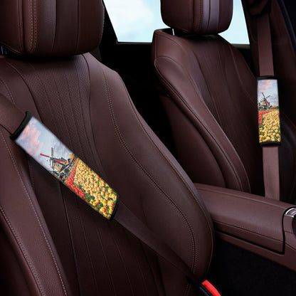 Tulip Field Print Car Seat Belt Covers