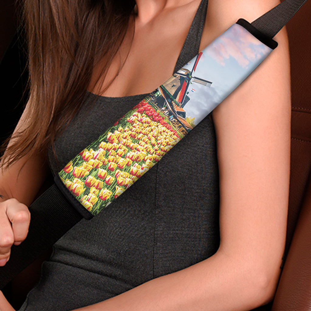 Tulip Field Print Car Seat Belt Covers