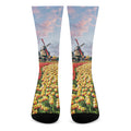Tulip Field Print Crew Socks
