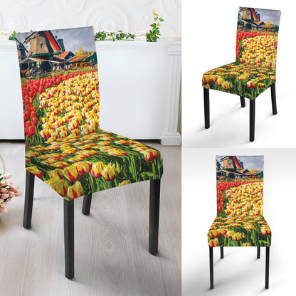 Tulip Field Print Dining Chair Slipcover
