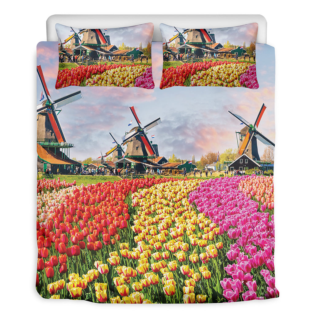 Tulip Field Print Duvet Cover Bedding Set