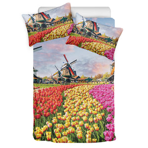 Tulip Field Print Duvet Cover Bedding Set