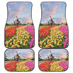 Tulip Field Print Front and Back Car Floor Mats