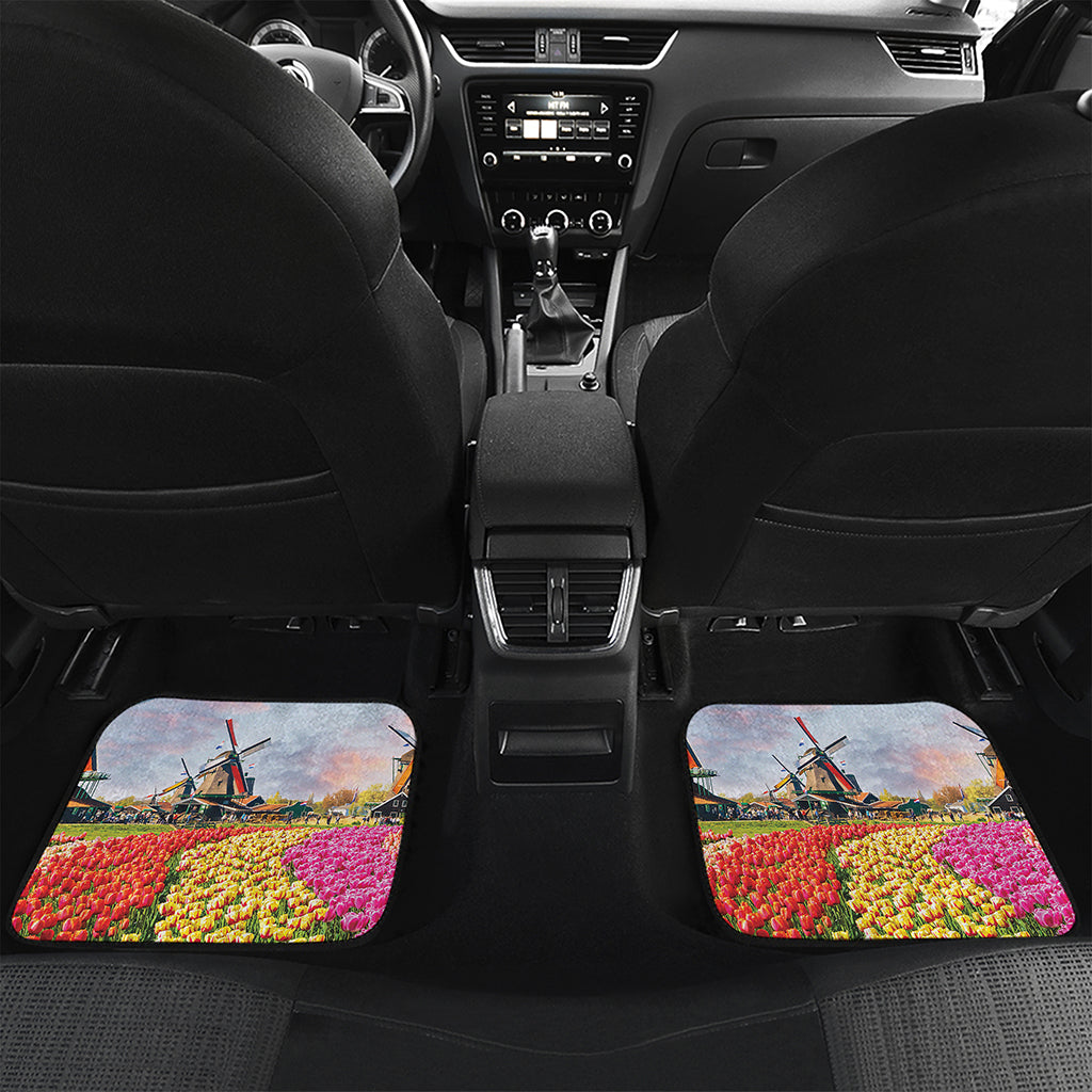 Tulip Field Print Front and Back Car Floor Mats