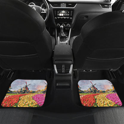Tulip Field Print Front and Back Car Floor Mats