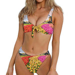 Tulip Field Print Front Bow Tie Bikini